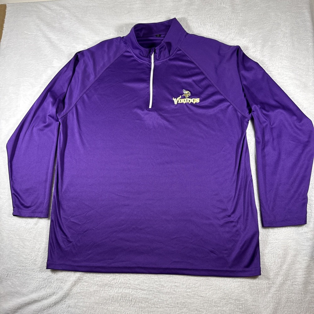 Logo Athletic Minnesota Vikings‎ Long Sleeve Quarter Zip Purple Logo Men's 2XL